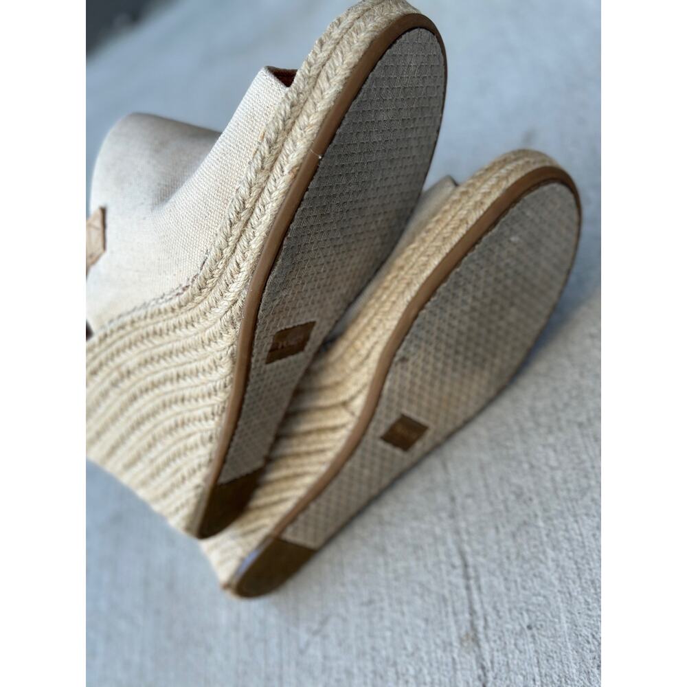 Toms Beige Monica Wedge Heeled Espadrille Sandals Women’s 11 Canvas Beach Boho - Picture 7 of 10